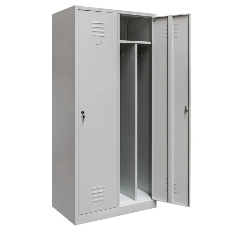 Szafka ubraniowa BHP Mega-M J-80 2 drzwiowa z przegrodami szara S-80 cm G-50 cm H-180 cm skręcana N