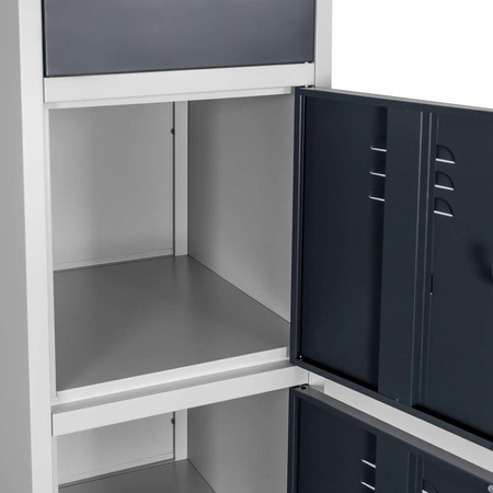 Szafka skrytkowa BHP Mega-M 4 skrytki 40x50x180 cm szara grafitowy front