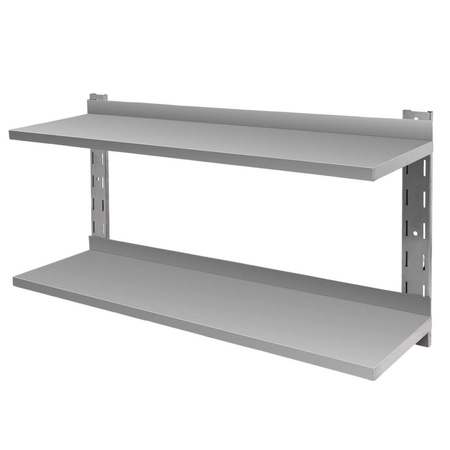 Półka wisząca podwójna ze stali nierdzewnej Mega-M S-120 cm G-30 cm H-60 cm N