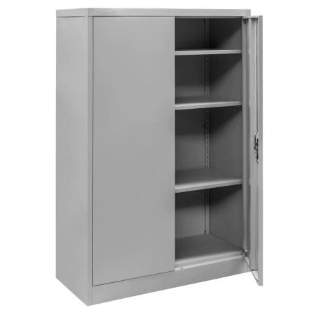 Szafa biurowa metalowa na dokumenty Mega-M pełne drzwi S-90 cm G-40 cm H-140 cm szara
