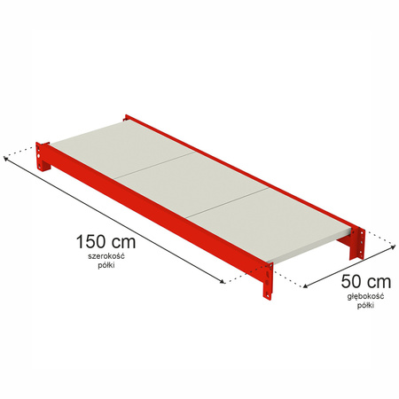Półka do regału magazynowego Mega-M FORTIS L-150 cm G-50 cm
