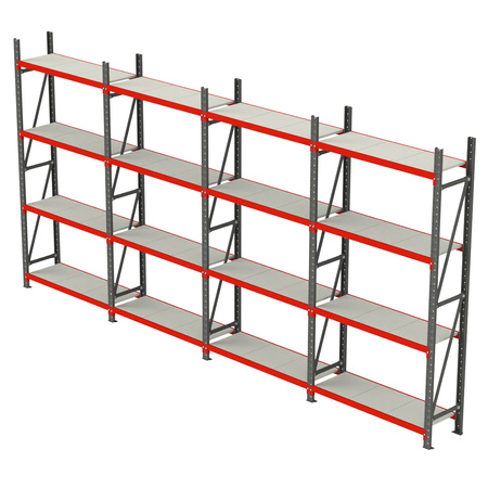 Regał magazynowy 16-półkowy Mega-M FORTIS H-240 cm L-642.5 cm G-50 cm