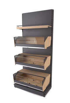 REGAŁ PIEKARNICZY SAMOOBSŁUGOWY Z KLAPKAMI POD KĄTEM RP- SPG/15