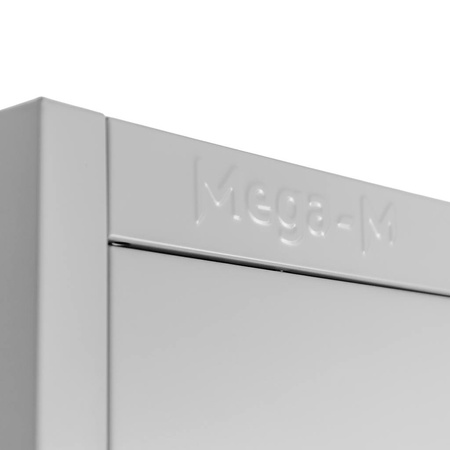 Szafa biurowa metalowa na akta Mega-M pełne drzwi S-45 cm G-40 cm H-185 cm szara