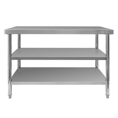 Stół ze stali nierdzewnej centralny z 2-półkami Mega-M X STANDARD S-120 cm G-60 cm H-85 cm N