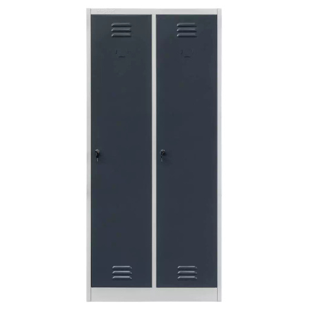 Szafka ubraniowa BHP Mega-M J-80 2 drzwiowa szara/ grafitowy front  S-80 cm G-50 cm H-180 cm skręcana N