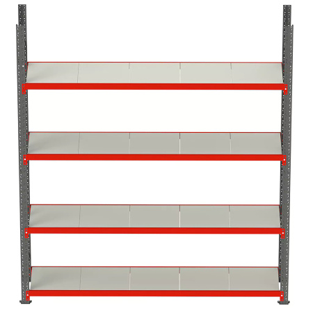 Regał metalowy magazynowy 4-półkowy Mega-M FORTIS H-200 cm L-267 cm G-60 cm moduł bazowy