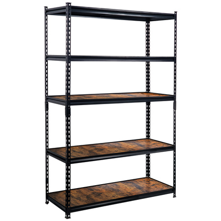 Regał magazynowy Mega-M Pro Loft H-180 cm L-120 cm G-45 cm 5 półek z MDF 6,2 mm okleina drewno (275kg) czarny N