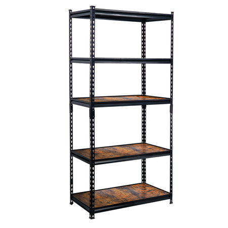 Regał magazynowy Mega-M PRO LOFT  H-180 cm L-90 cm G-40 cm 5 półek z MDF 6.2 mm okleina drewno 275 kg czarny