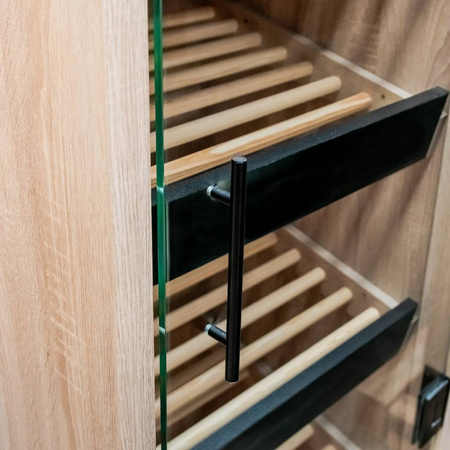 Regał na pieczywo z szybą Mega-M H-205 cm L-60 cm G-58 cm dąb sonoma