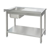 Zlew gastronomiczny spawany z komorą po prawej stronie i półką Mega-M 120x60x85 cm stal nierdzewna