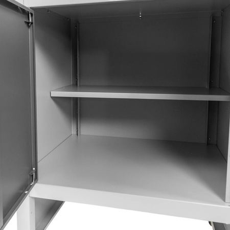 Stół warsztatowy z 6 szufladami 1 szafką zamykaną Mega-M HANDYMAN S-160 cm G-60 cm H-85 cm grafit