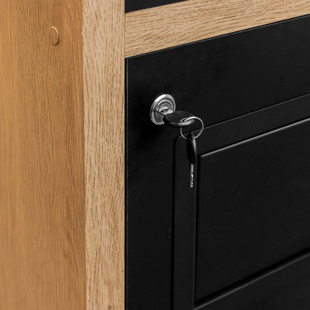 Kosz na śmieci ze stojakiem na tace Mega-M H- 120 cm L- 60 cm G- 58 cm dąb kamienny