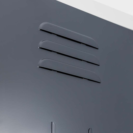 Szafka skrytkowa BHP Mega-M J-80/8 8 drzwiowa szara/ grafitowy front S-80 cm G-50 cm H-180 cm skręcana N