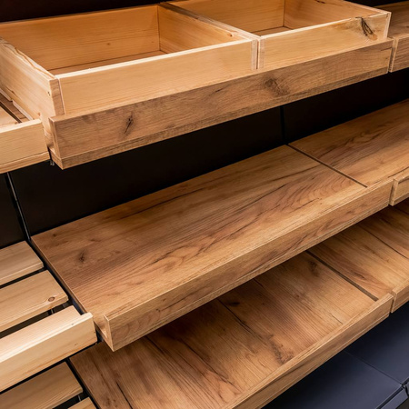 Regał na pieczywo Mega-M H-244 cm L-247.5 cm G-60 cm dąb kraft