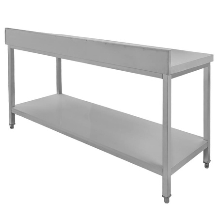 Stół ze stali nierdzewnej przyścienny z półką  Mega-M S-150 cm G-60 cm H-85 cm N