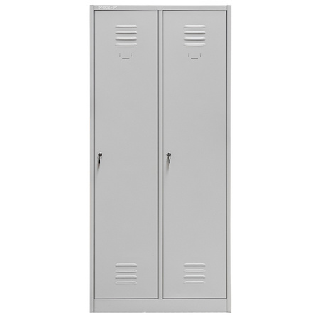 Szafka ubraniowa BHP Mega-M J-80 2 drzwiowa z przegrodami szara S-80 cm G-50 cm H-180 cm skręcana N