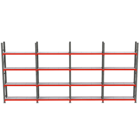 Regał magazynowy 16-półkowy Mega-M FORTIS H-200 cm L-642.5 cm G-40 cm