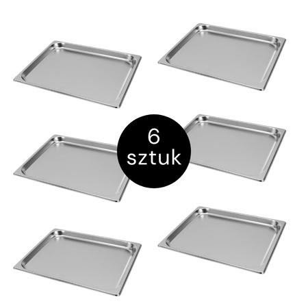 Pojemnik GN 2/3 ze stali nierdzewnej Mega-M 35,3×32,5×2 cm zestaw 6 szt.