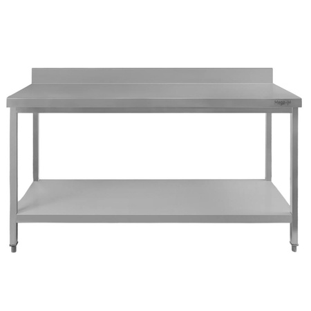 Stół ze stali nierdzewnej przyścienny z półką Mega-M S-140 cm G-60 cm H-85 cm N