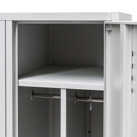 Szafka ubraniowa BHP Mega-M J-80 2 drzwiowa z przegrodami szara S-80 cm G-50 cm H-180 cm skręcana N