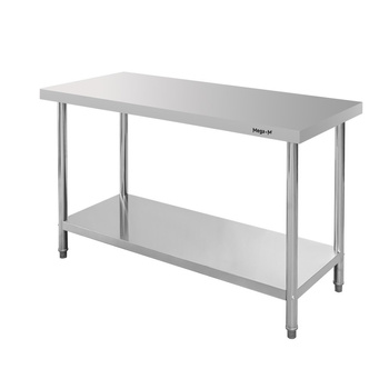 Stół ze stali nierdzewnej centralny z półką Mega-M STANDARD S-140 cm G-70 cm H-85 cm N