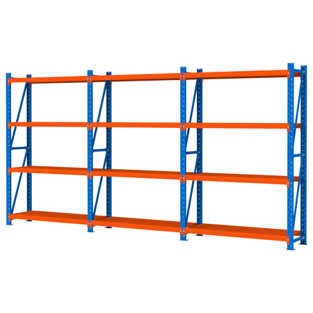 Regał magazynowy 4-półkowy Mega-M FORTIS LIGHT H-200 cm L-585 cm G-60 cm zestaw (3 moduły) N
