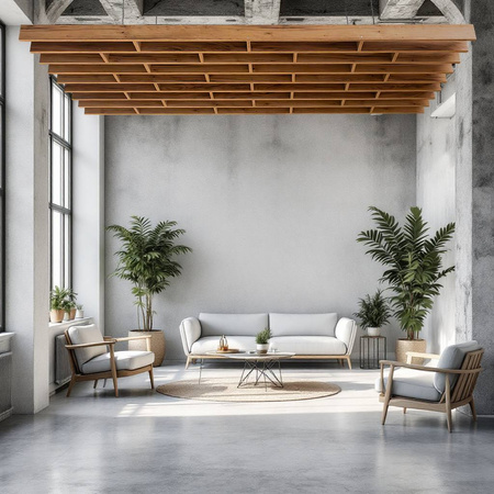 Lamel sufitowy/ścienny podwieszany modułowy Mega-M H-250 cm L-96 cm G-10 cm dąb kraft