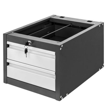 Szafka narzędziowa do stołów warsztatowych Mega-M 2 szuflady 37x48.5x30.5 cm grafitowa szary front