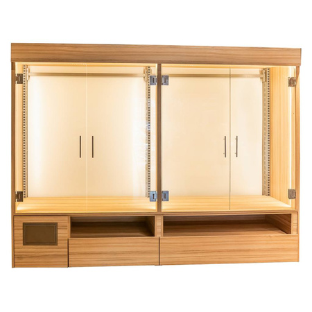 Regał na pieczywo przeszklony oświetlenie LED Mega-M H-193 cm L-257 cm G-62 cm Coco Bolo