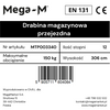 Drabina magazynowa przejezdna pomost magazynowy Mega-M H 306 cm 12 stopni hamulec schodkowy
