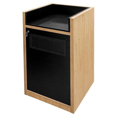 Kosz na śmieci ze stojakiem na tace Mega-M H- 120 cm L- 60 cm G- 58 cm dąb kamienny