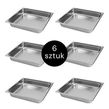 Pojemnik GN 2/3 ze stali nierdzewnej Mega-M 35,3×32,5×6,5cm zestaw 6 szt.