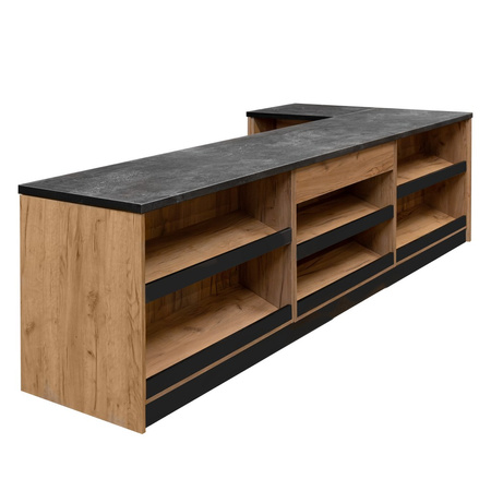 Lada sklepowa sprzedażowa Mega-M H-87 cm L-360 cm G-60 cm dąb kraft