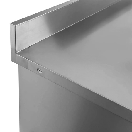 Stół gastronomiczny ze stali nierdzewnej przyścienny z szafką i szufladami Mega-M 140x70x85 cm