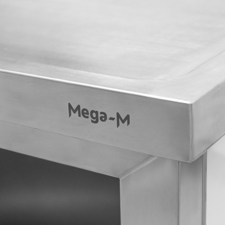 Stół ze stali nierdzewnej przyścienny ze zlewem po lewej stronie i z szafką Mega-M S-100 cm G-60 cm H-85 cm N