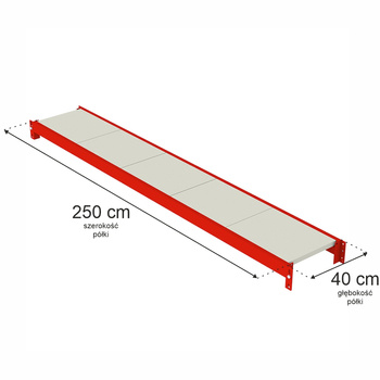 Półka do regału magazynowego Mega-M FORTIS L-250 cm G-40 cm