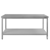 Stół ze stali nierdzewnej centralny z półką Mega-M S-150 cm G-70cm H-85 cm N