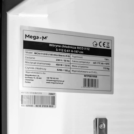 Witryna chłodnicza 2-drzwiowa 730L Mega-M RICO i112 podświetlany górny plafon reklamowy
