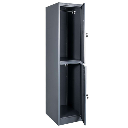 Szafka ubraniowa skrytkowa BHP Mega-M J-40/2 2 drzwiowa grafitowa S-40 cm G-50 cm H-180 cm skręcana N