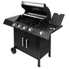 Grill ogrodowy gazowy Mega-M 4+1 ze stolikiem bocznym czarny reduktor + wąż gazowy