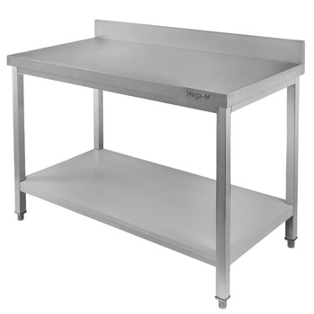 Stół ze stali nierdzewnej przyścienny z półką Mega-M S-100 cm G-60 cm H-85 cm N
