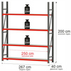 Regał magazynowy 4-półkowy Mega-M FORTIS H-200 cm L-267 cm G-40 cm moduł bazowy N