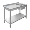 Zlew gastronomiczny spawany z komorą po prawej stronie i półką Mega-M 120x60x85 cm stal nierdzewna