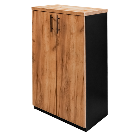 Szafka biurowa na segregatory Mega-M H- 120 cm L- 70 cm G- 35 cm czarny / front dąb kraft K003 N