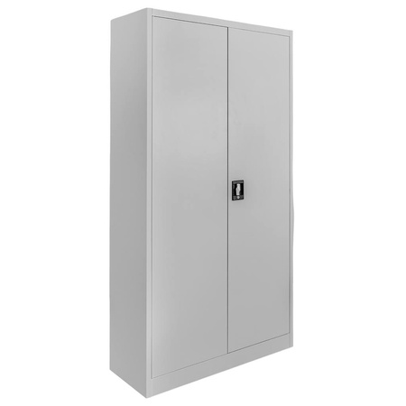 Szafa biurowa metalowa na dokumenty ze skarbczykiem Mega-M pełne drzwi S-90 cm G-40 cm H-185 cm szara
