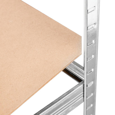 Regał magazynowy Mega-M BASIC H-180 cm L-90 cm G-40 cm 4 półki z MDF 4 mm 175 kg ocynk