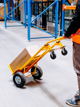 Rozkładany wózek transportowy 2w1 magazynowy młynarka taczkowy Mega-M 250kg żółty