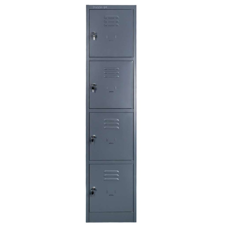 Szafka skrytkowa BHP Mega-M J-40/4 4 drzwiowa grafitowa S-40 cm G-50 cm H-180 cm skręcana N