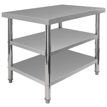 Stół ze stali nierdzewnej centralny z 2-półkami Mega-M X STANDARD S-100 cm G-70 cm H-85 cm N